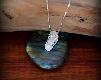 Flip flop necklace, Sterling silver sandle necklace