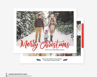 Christmas Card Template for photographers PSD Flat card - Photoshop Template - PSD Template - 040