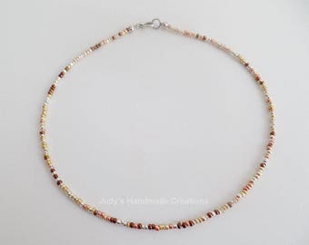 Multicolor Metallic Seed Bead Choker, Beaded Choker Necklace, Seed Bead Necklace Choker, Tiny Metallic Bead Choker, Popular Bead Choker