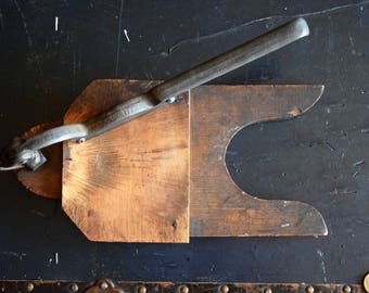 Antique Wooden Tobacco Cutter - Patented May 11, 1920- Primitive Smoking Tool - TOBACCO CHOPPER - Wood and Iron - Country Rustic Farm Decor