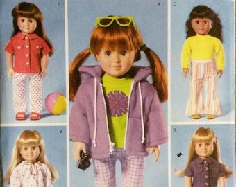 Butterick B4089 18 inch Doll Clothes Pattern Fits American Girl Dolls Multiple Outfits Retro 2003 Uncut Free USA Shipping
