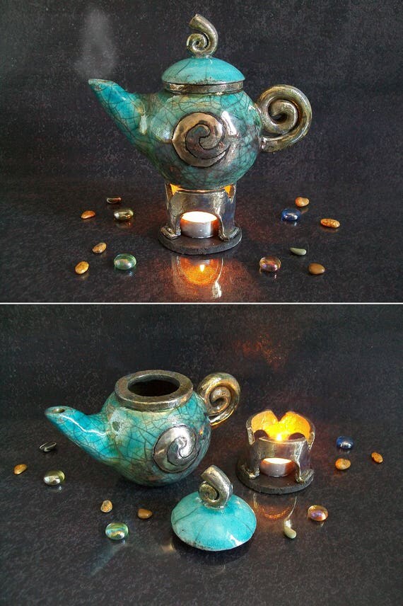 raku teapot essential oil burner ceramic teapot oil warmer