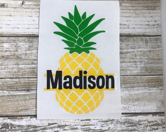 Pineapple Name Decal / car decal / monogram decal / pineapple decal / laptop decal / pineapple sticker / personalized / monogram sticker