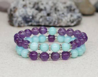 Gemstone bracelet Yoga bracelet Yoga jewelry Meditation bracelet Healing crystal bracelet Friendship bracelet set Beaded bracelet stack Gift
