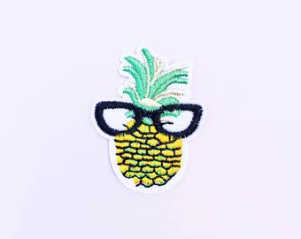 A-Frame Pineapple Iron On Patch - Nerd Patch - Pineapple Patch - Cute Patch - Kawaii Clothing - Food Patch - Summer Patch - California Patch