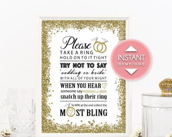 Printable Bridal Shower Ring Game Sign (8x10) - Instant Download
