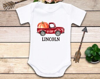 Pumpkin Truck Onesie, First Halloween Onesie, Personalized Halloween Baby, Pumpkin Onesie, Halloween Baby Outfit, Halloween Shirt Baby Boy