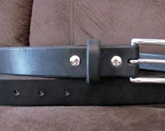 Men's Black Leather Belt - Size 44"