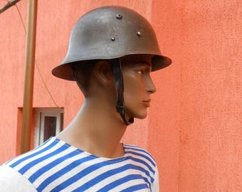 20% sale Vintage Army Helmet ,Military Helmet , Bulgarian Army Helmet ,Steel Helmet , Vintage Soldier Helmet , Cold War Collectibles,Militar