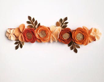 Pumpkin Spice Felt Flower Crown | Fall Felt Flower Headband