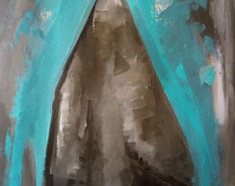 Turquoise painting | Etsy