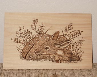 Fawn Deer Wall Decor; Woodland Animals; Rustic Wood Art; Wooden Wall Plaque; Nursery Wall Art; Nature Lover Gift; Wood Burning Art; Hazelnut