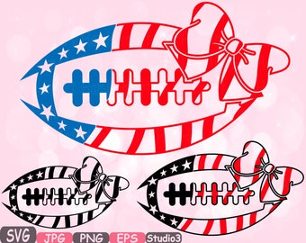 American flag Football Bow Sports Studio 3 Silhouette cutting files svg clipart monogram svg t-shirt files for silhouette cameo cricut -481S