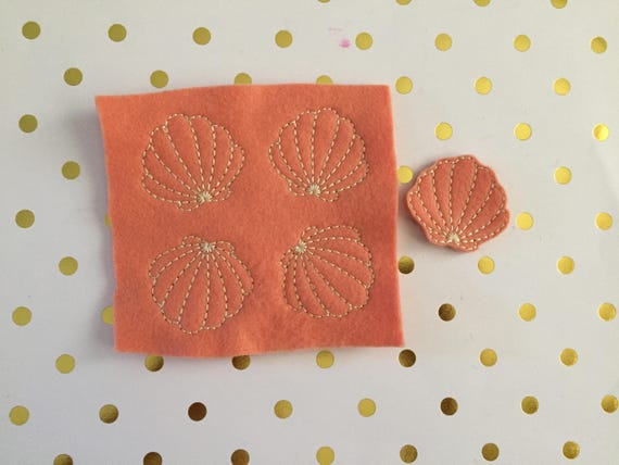 Set of 5 coral shell Felties/Felt Embellishments/Planner Supplies/Planner Feltie/Wholesale Felties/Bow Embellishments/Seashell Felties