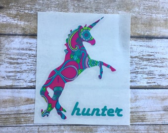 Unicorn Hunter Sticker || Unicorn Name Decal || Lilly Inspired or Solid || LuLaRoe Unicorn Hunter Sticker || Leggings Hunter Vinyl
