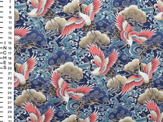 Crane Japanese Fabric SALE, Navy Cotton Dress Quality OCN1483, Ask for ...