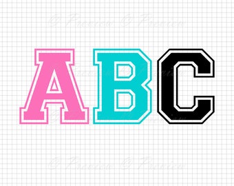 Buy 2 Get 1 Free! Digital Clipart Varsity Monogram Alphabet, silhouette modern font sport, stylish images png/eps/svg/dxf/studio cut files