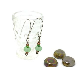 Green Etched Earrings