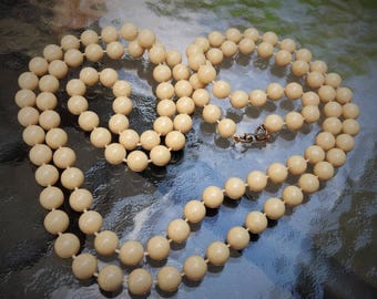 Vintage Faux Ivory Bone Bead Necklace