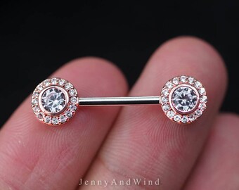 nipple ring 14g nipple jewelry rose gold nipple barbell 1 piece ~2N02
