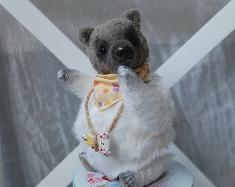 Small bear, Matilda, teddy bear, 5.9",15 cm, artist teddy bears,collectible, ooak, handmade, small bear, teddy bear toy, mohair bear, little