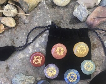 Item 42, 7 Chakra Stone Set, Miniature, Chakra Stones, Travel Chakra Stone Set, Reiki Stones, Reiki Stone Set, Chakras