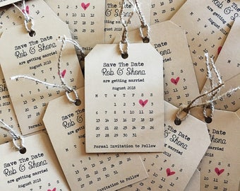 Magnetic Tags Save the date Calendar with twine