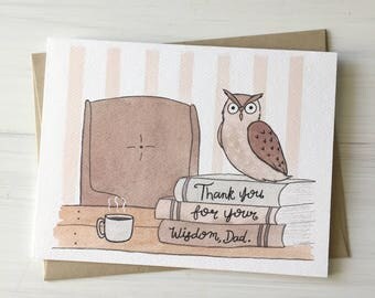 Wise Dad - dad birthday card, card for dad, wise owl card, owl card, cute fathers day, happy fathers day, fathers day card, wise dad card