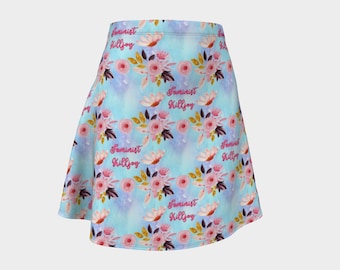 Cute 'Feminist Killjoy' Soft Blue and Pink Feminist Fashion Print - A-line Skirt - Skater Skirt - Femme Fashion