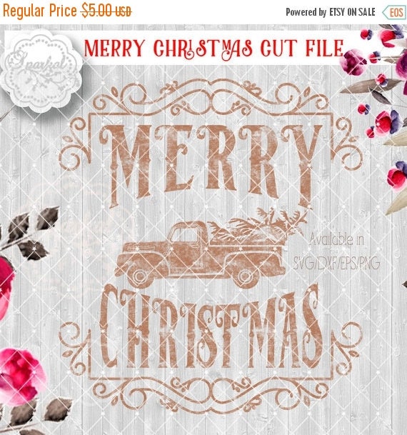 ON SALE Vintage Red Truck Christmas SVG File Cut Files Merry