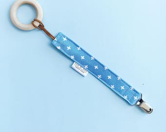 Blue Pacifier Clip - Baby Boy Pacifier Clip - Pacifier Clip - Binky Clip - Soother Clip - Toy Clip - Universal Clip - Gender Neutral Clip