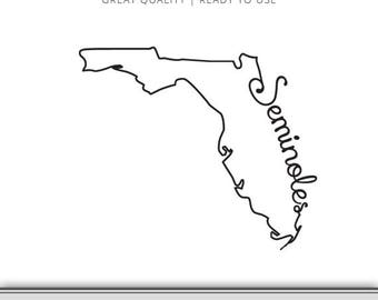 Florida State Seminole State Outline Graphic - Florida State SVG - Seminole SVG - FSU - Ready to Use!