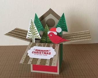 Handmade christmas card in a box,3D christmas card.