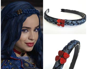 Disney Descendants 2 headpiece ,Evie Blue braid Headpiece , Evie costume, Descendants Headpiece ,Evie blue braid Headband With Red Heart