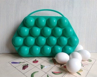 Green egg basket Soviet plastic egg container Egg holder made in USSR Emerald Green