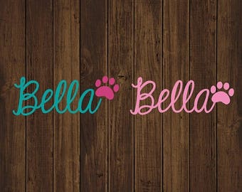 ON SALE Dog Paw Name Decal - Dog Paw Decal - Dog Decal - Adopt Decal - Adopt Dog Decal - Pet Name Decal - Any Name Decal - Dog With Paw Name