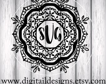 Mandala Monogram Frame SVG - png - dxf - eps - ai - fcm - Mandala Monogram SVG - Mandala SVG - Detailed Monogram