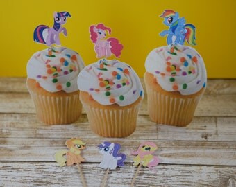My Little Pony cupcake topper, Birthday cupcake toppers, party favor, My little pony, birthday decoration