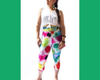 LEGGING BRODERIE GÉANTE-impression sublimation-éco-polyester-tableaux sur tissus -broderies à la main-perlage-tissu à maillot de bain