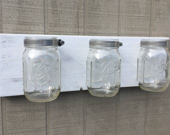 Mason Jar Storage, Pencil Holder, Wall Mounted Craft Storage, Kitchen Organization, Utencil Holder, Mason Jar Holder