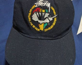 vintage 90s stussy newyork feelin'irie snapback cap hat rare!!
