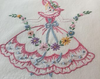 Vintage pillowcase with embroidery belle