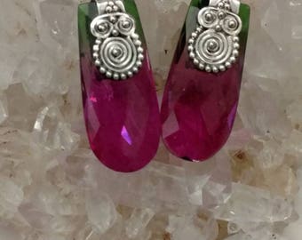 Faceted Watermelon Tourmaline Earrings