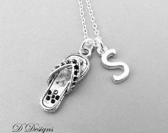 Flip Flop Necklace, Sterling Silver Flip Flop Pendant, Shoe Jewellery, Personalised Necklace, Beach Necklace, Shoe Necklace,