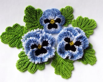Irish Crochet Flower PATTERN Crochet Pansy PDF Pattern Instant Download Photo Tutorial Spring Flower Pansy Applique Pattern Crochet Bouquets