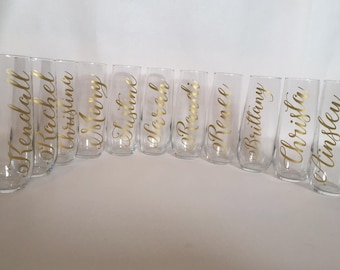 Stemless champagne flutes, wedding party gifts
