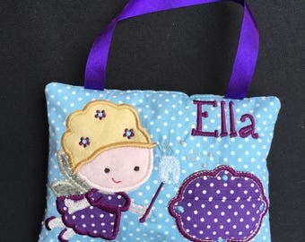 Tooth Fairy Cushion, Tooth fairy pillow, personalised tooth fairy cushion, nursery decor, Tooth pillow, tooth door hanger
