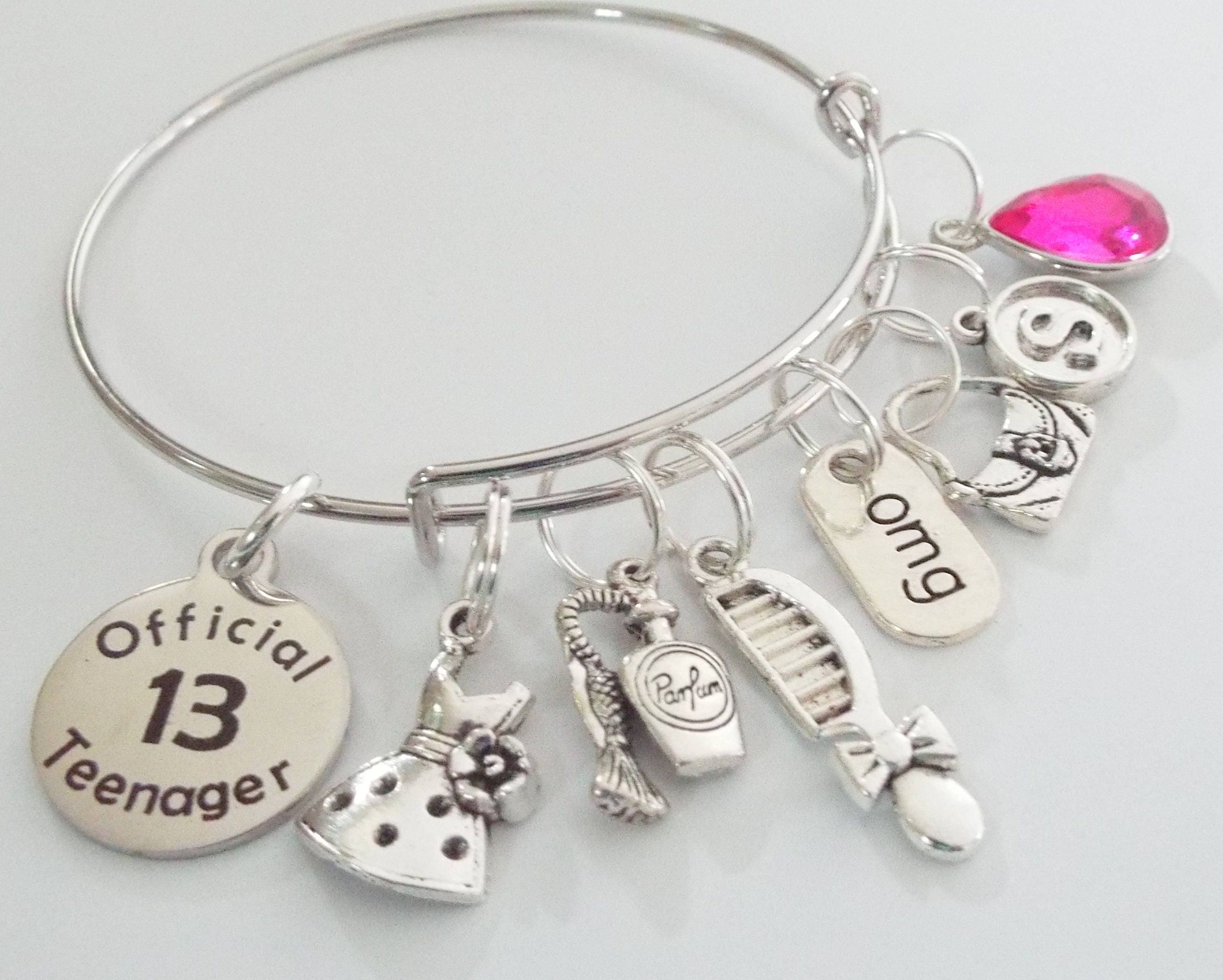 13th Birthday Girl, 13th Birthday Charm Bracelet, Gift for Girl Turning