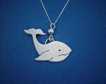 Whale Necklace, Sterling Silver Necklace, Blue Whale Necklace, Whale Pendant, Animal Jewellery