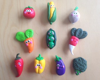 Magnets fimo vegetables, polymer clay, kitchen magnets, refrigerator